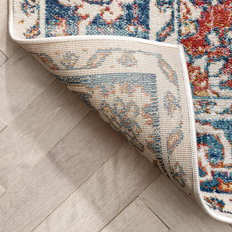 Well Woven Arco Oriental Medallion Pattern Red Blue Distressed Rug Wayfair